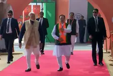 PM Modi reaches Bharat Mandapam for BJP’s office bearers’ meeting